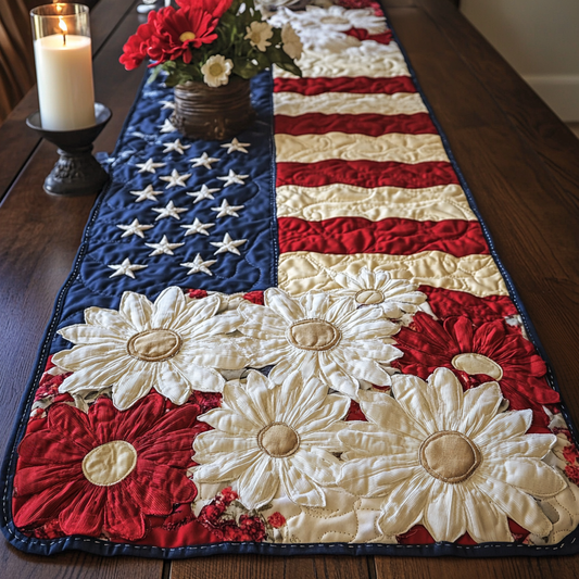 Mein Shop Flag Flowers Quilted Table Runner NCU0NVH247