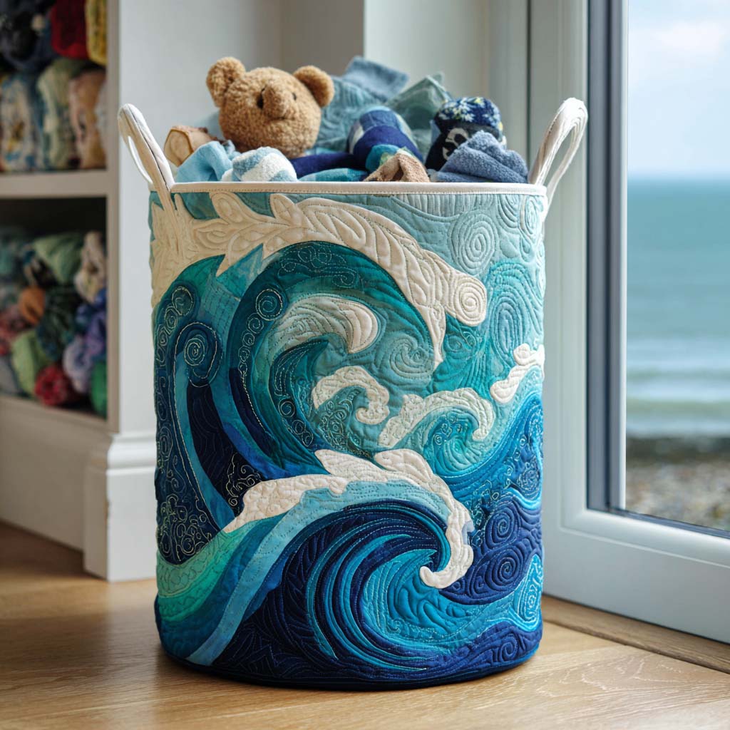 Mein Shop Gentle Sea Foam Quilted Laundry Basket NCU0NNT1279