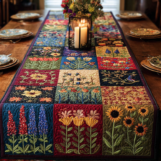 Mein Shop Rustic Bloom Quilted Table Runner - Elegant Dining Decor NCU0NVH893