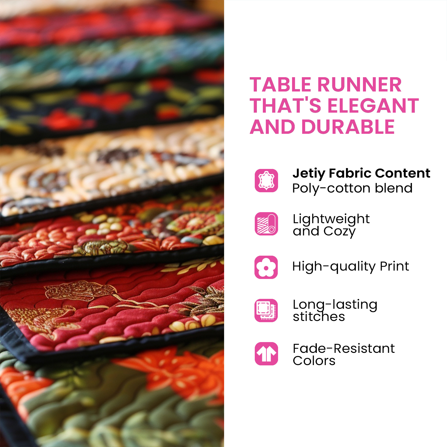 Mein Shop Flag Flowers Quilted Table Runner NCU0NVH247