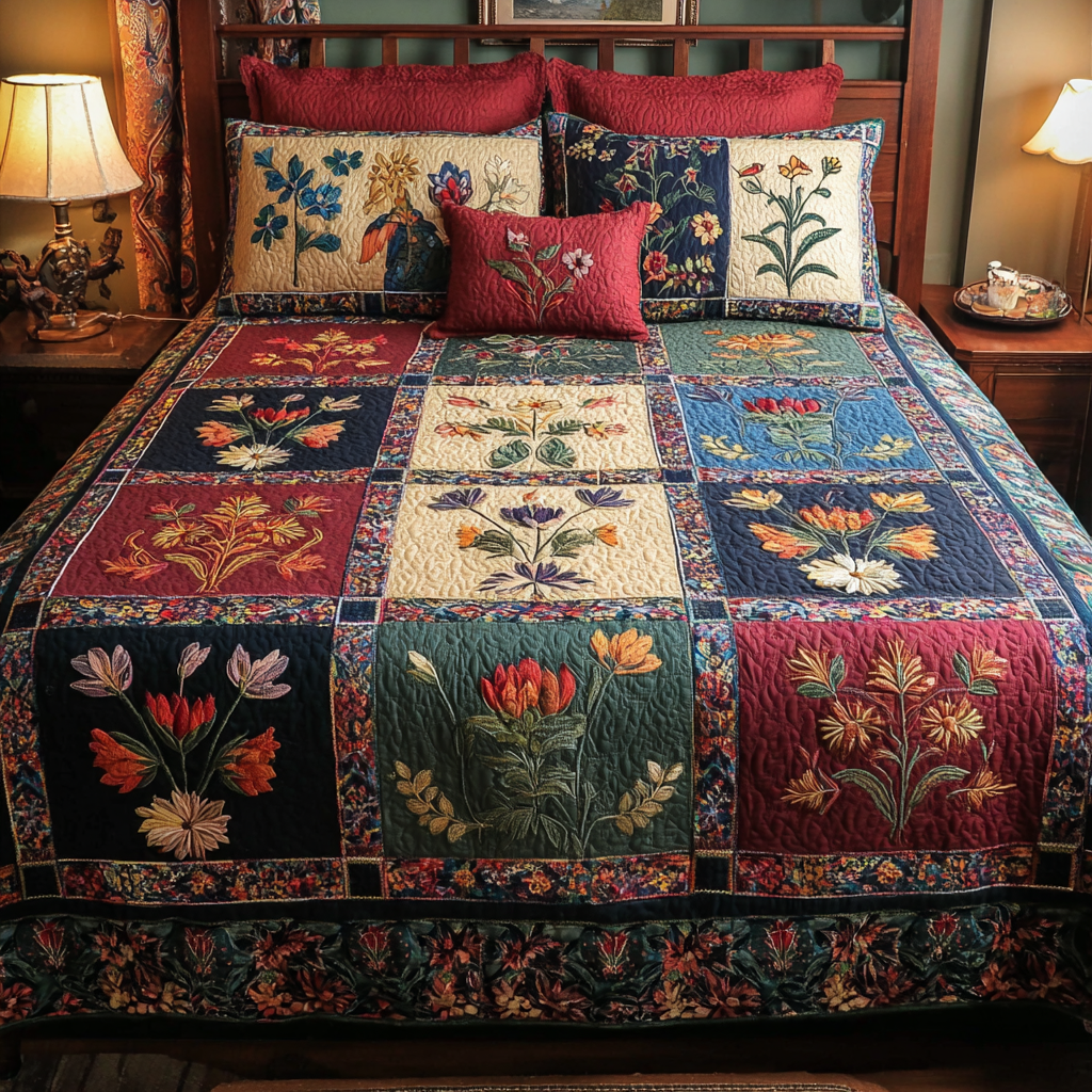 Mein Shop Wildflower Rows 3-Piece Quilted Bedding Set NCU0DDK450